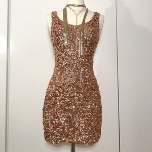 Rose Gold Sequin Dress by Amber Blue